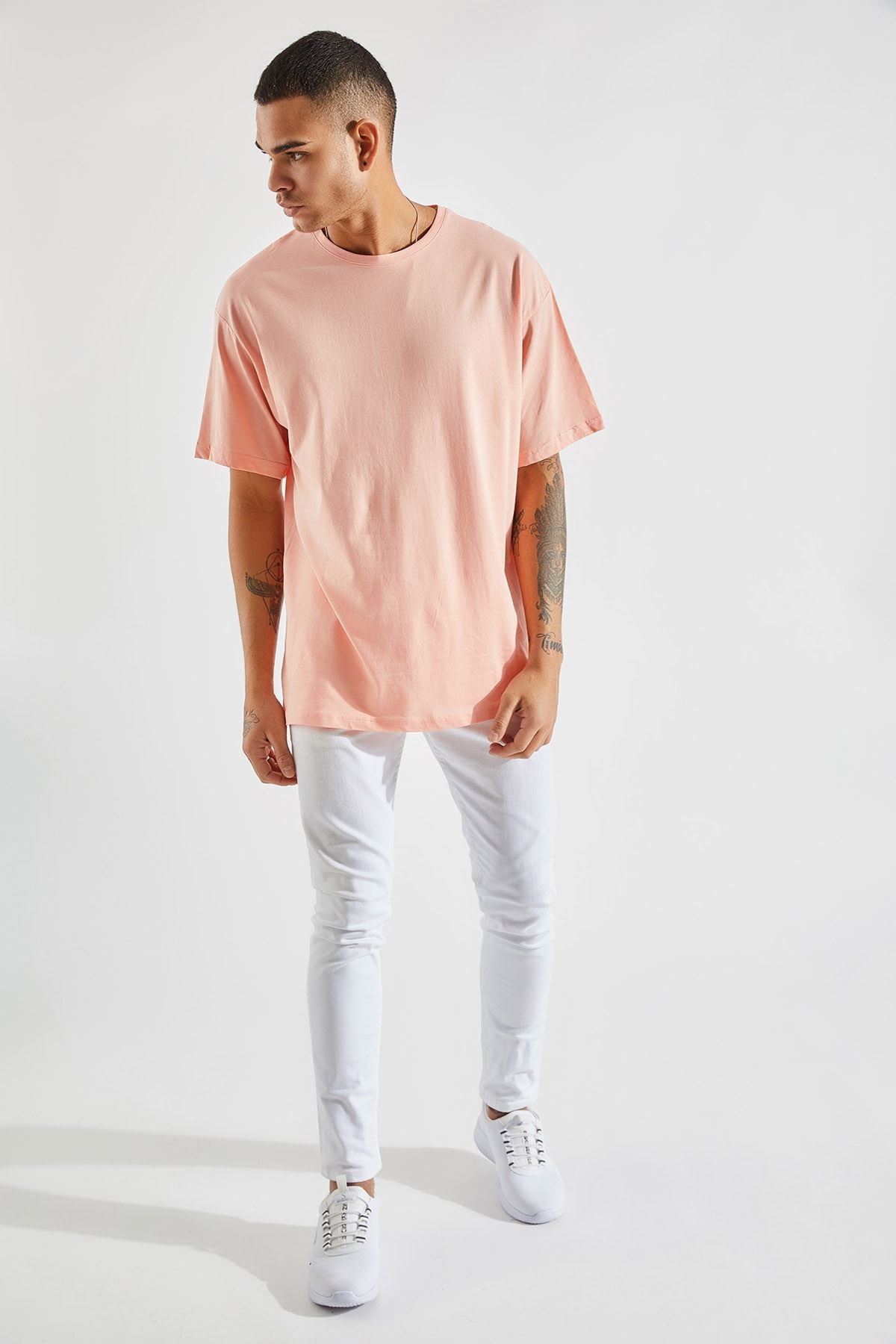 

Чоловіча футболка оверсайз Zafoni 7948 S Лосось