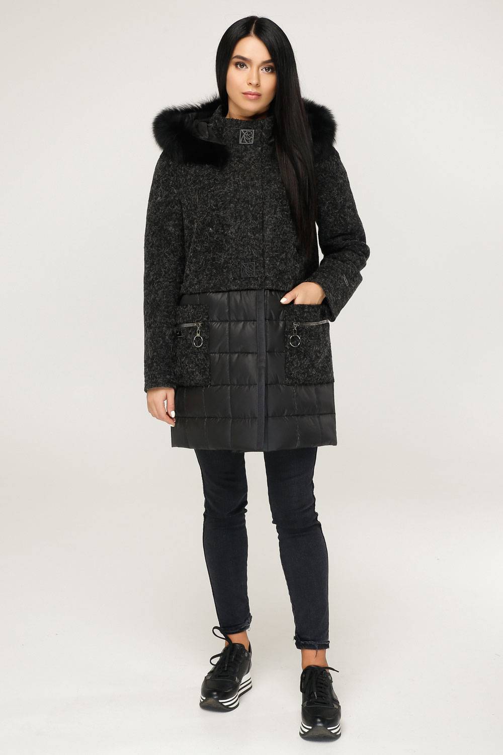 

Пальто П-1069 н/м Bouclet Alpaca AGU Тон 260 44