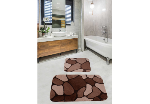 

Набор ковриков для ванной комнаты Diva Stone Brown 60*100+50*60 Разноцветный