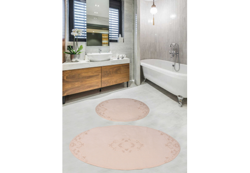 

Набор ковриков для ванной комнаты с гипюром Diva Nice Pudra 60*100+50*60 Розовый