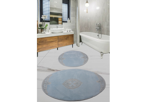 

Набор ковриков для ванной комнаты с гипюром Diva Nice L Blue 60*100+50*60 Синий