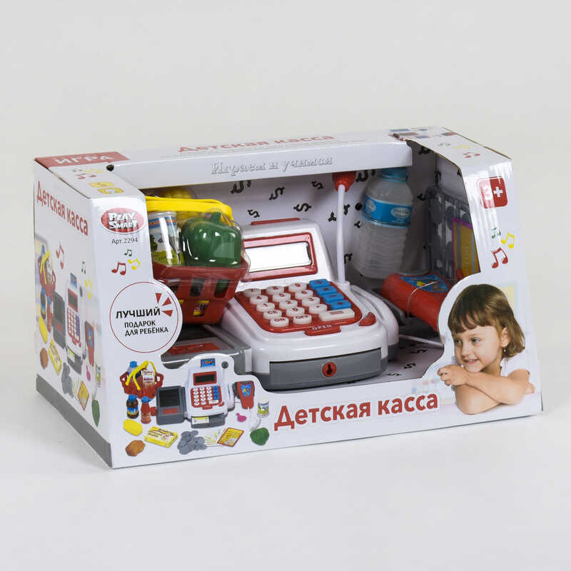 

Кассовый аппарат Play Smart на батарейке, звук, свет, в коробке 2294