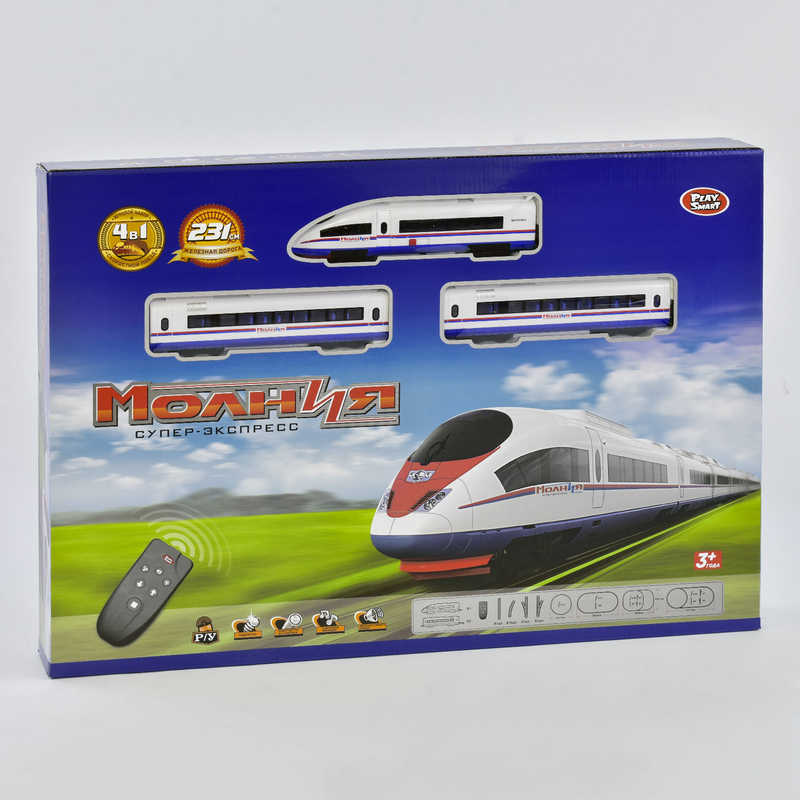 

Железная дорога Play Smart р/у, свет, звук, на батарейках, в коробке 9713-2 А
