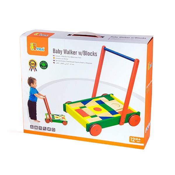 

Ходунки-каталка Viga Toys Тележка с кубиками Разноцветные (50306)