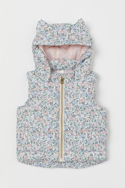 

Утепленный жилет с капюшоном H&M 98 (100/56) Светло-розовый/Цветы
