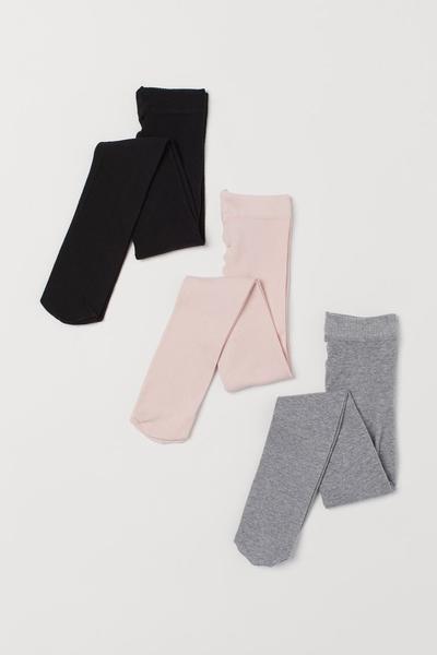 

3 пары вязаных колготок H&M 110/116 (120/65) Светло-розовый/Серый/Черный
