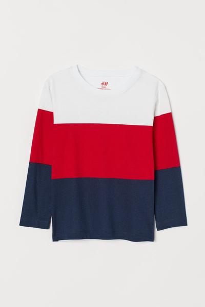 

Трикотажный топ H&M 110/116 (120/60) Красный/Цветовые блоки