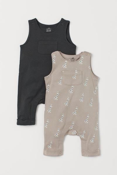 

2 комбинезона без рукавов H&M 56 (59/41) Светло-кротовый/Жирафы