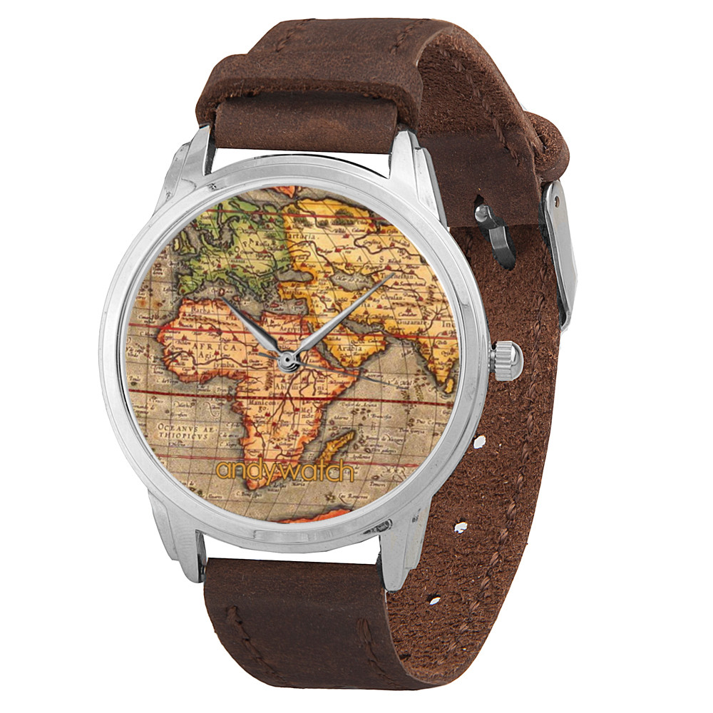 

Дизайнерские Наручные часы AndyWatch Карта мира Коричневые