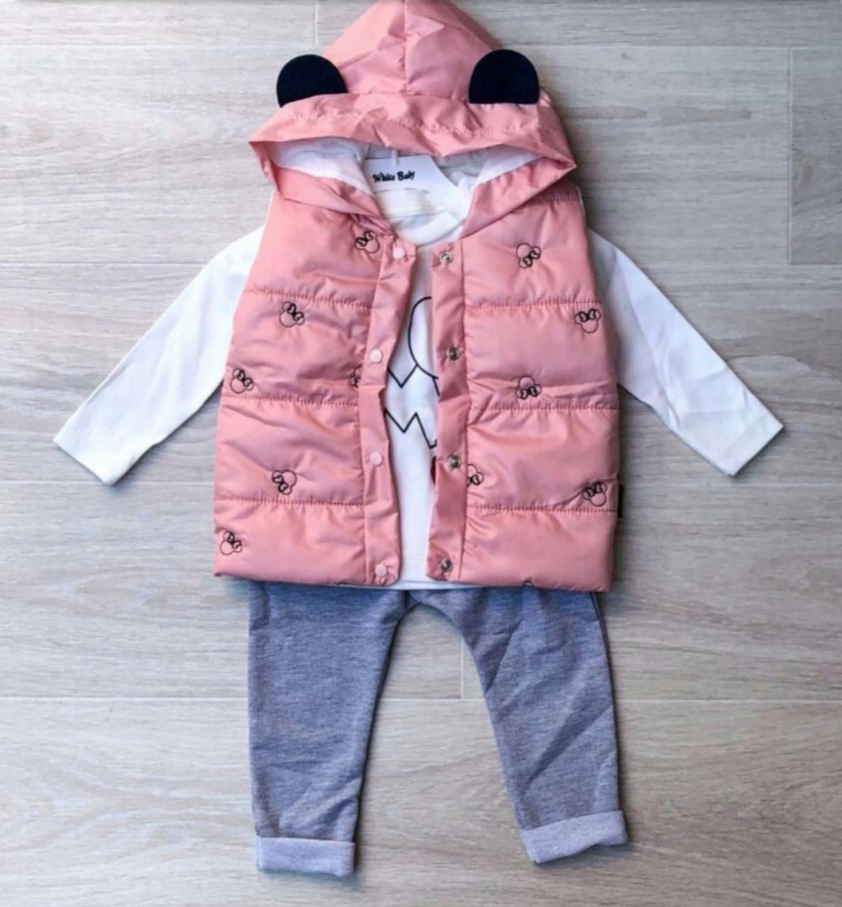 

Костюм тройка детский для девочки Турция White Baby SF-090 Розовый 86
