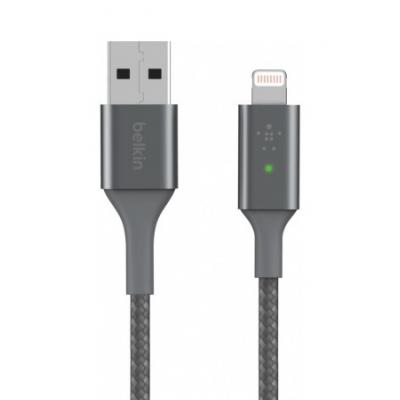 

Дата кабель USB 2.0 AM to Lightning 1.2m Smart LED gray Belkin