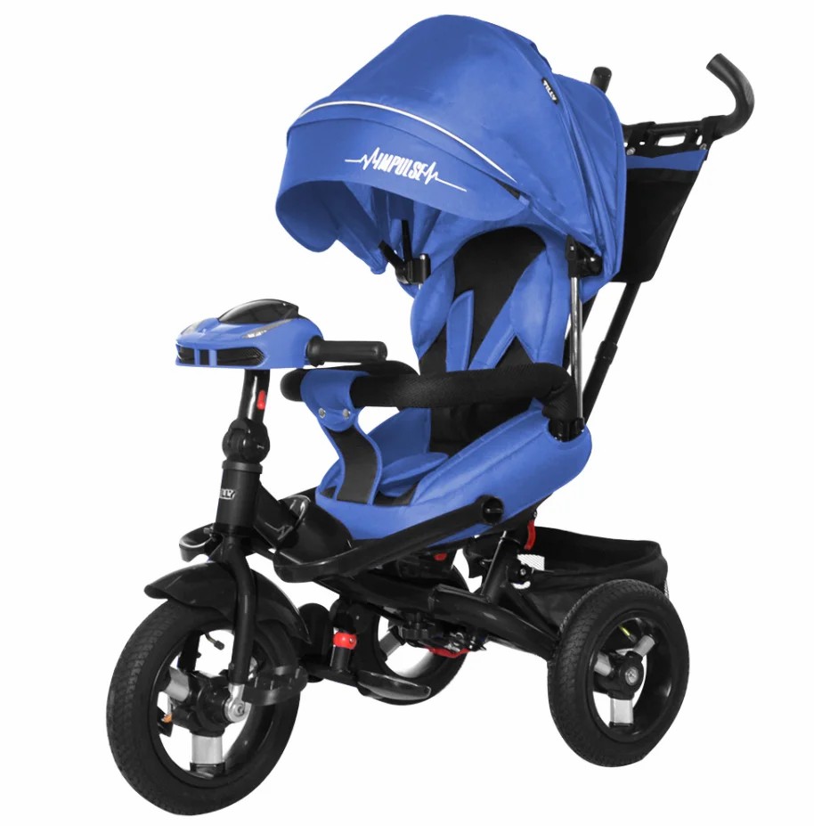

Детский трехколесный велосипед Tilly Impulse T-386/1 Пульт Надувные колеса Усиленная рама Синий