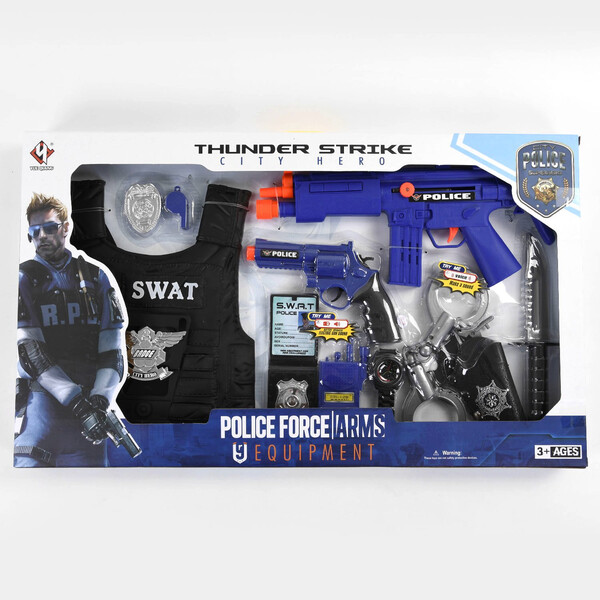 

Набор полицейского с бронежилетом детский YUEQI Toys Police c автоматом и наручниками Синий (r6772045)