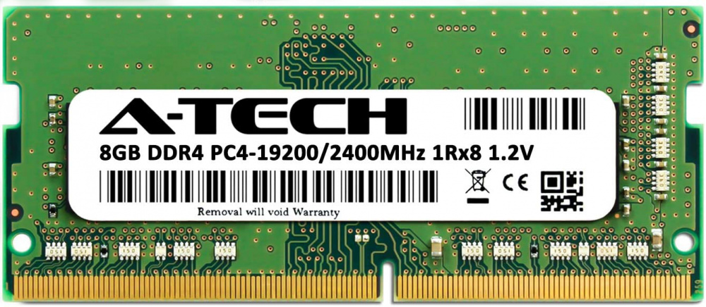 

Оперативная память A-Tech 8GB DDR4-2400 (PC4-19200) SODIMM 1Rx8 (AT8G1D4S2400NS8N12V)