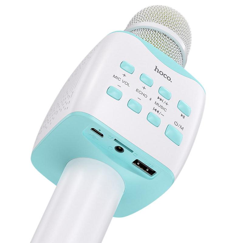 

Караоке микрофон HOCO BK5 Cantando karaoke microphone |BT5.0, DSP, 3-6h, TF, USB|. White-Blue