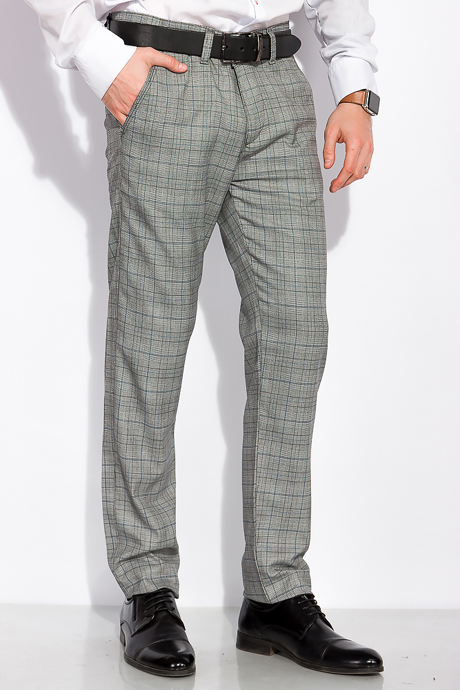 

Брюки классические в клетку 148P100-1 (Светло-серый) 33