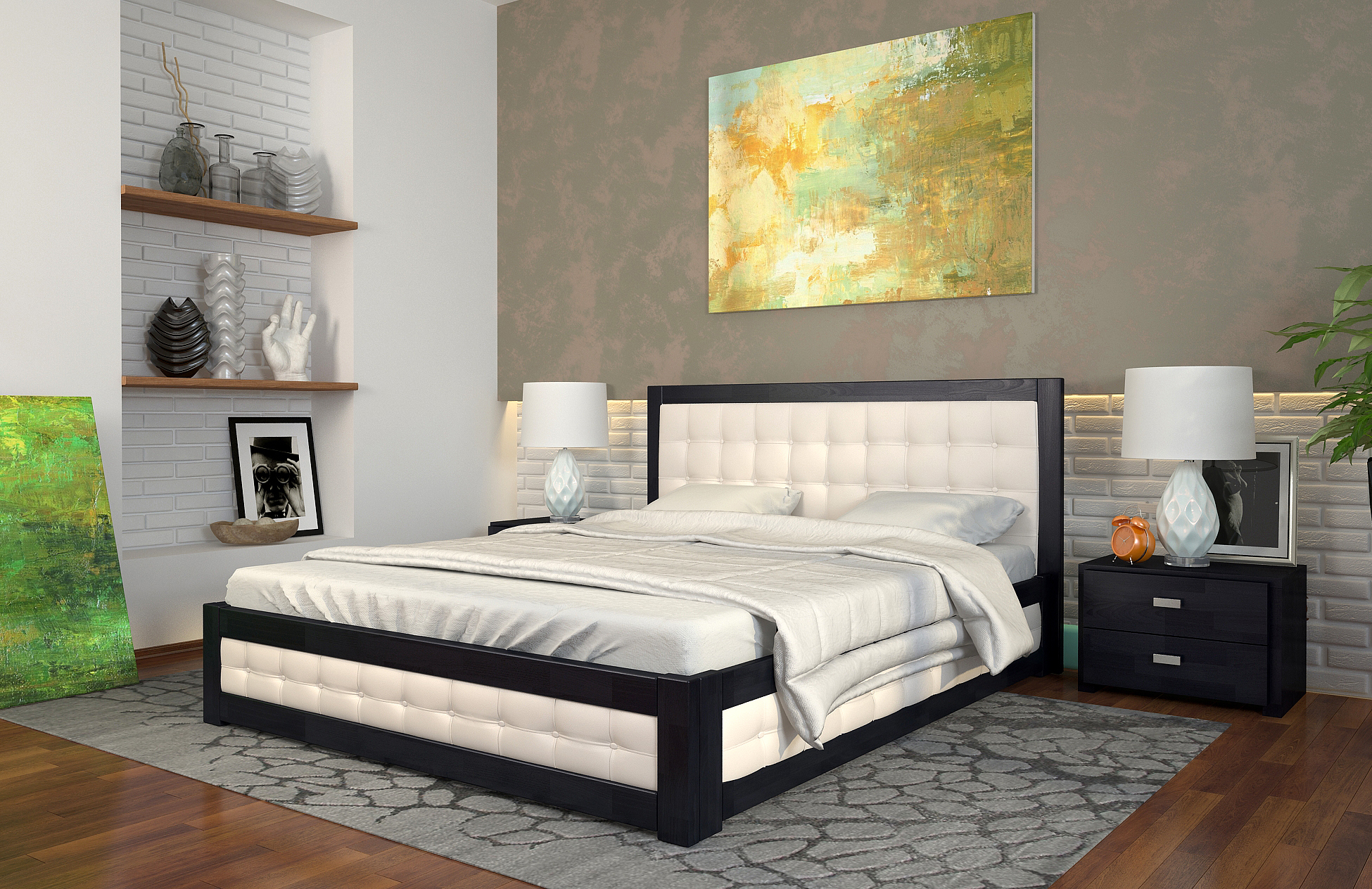 

Кровать Arbordrev Рената М квадраты с механизмом (160*200) сосна Венге + Boston 26