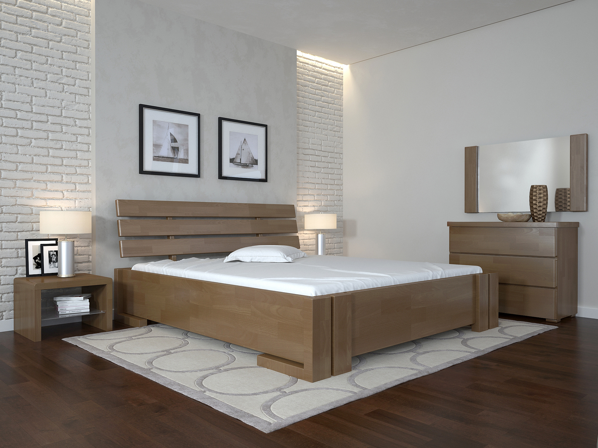 

Кровать Arbordrev Домино без ПМ (180*200) бук Светлый орех