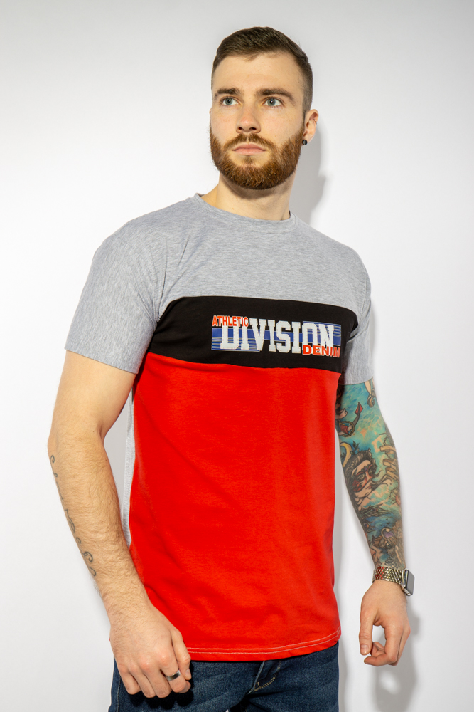 

Футболка с текстовым принтом 85F260 (Серо-красный) XXL