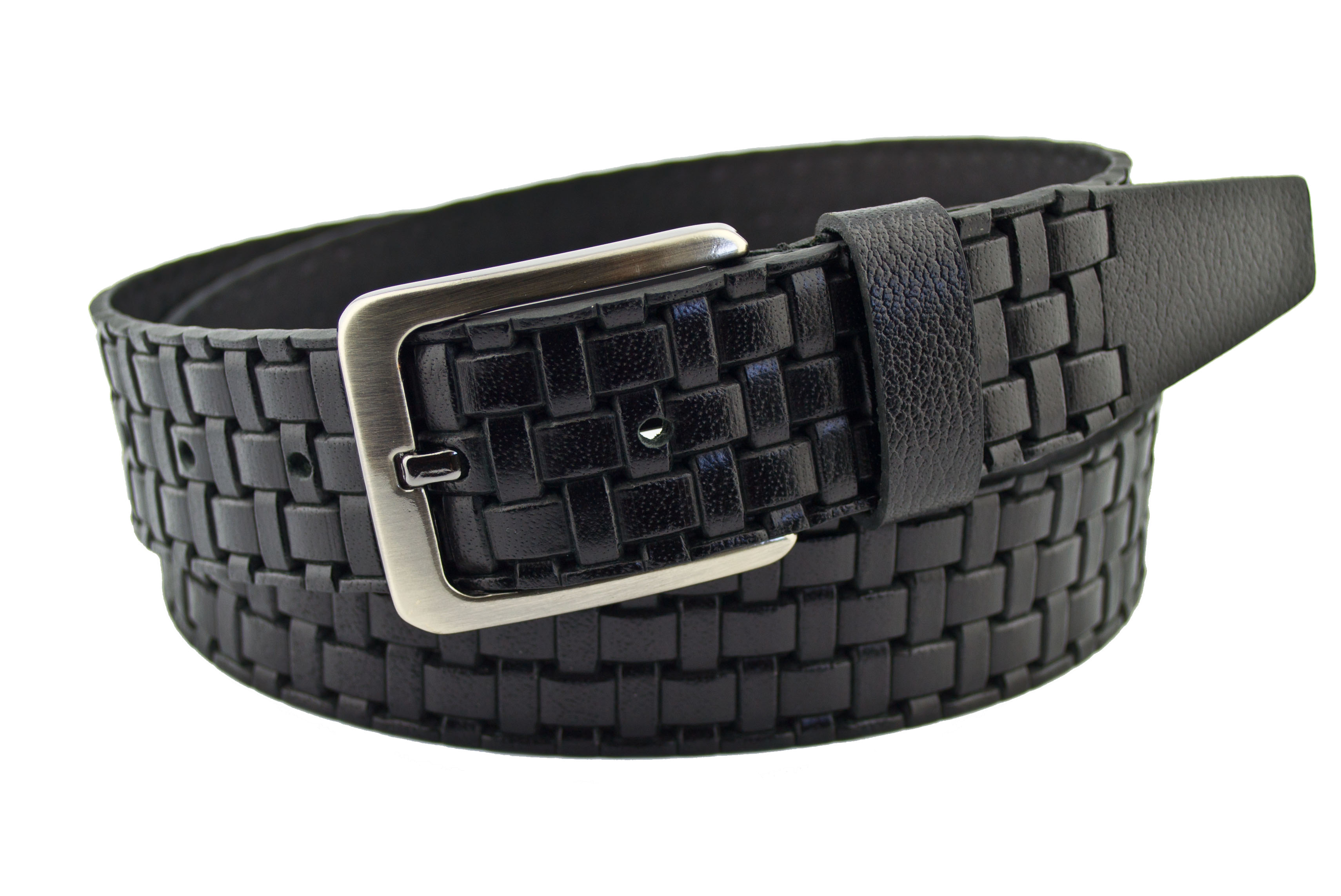 

Мужской кожаный ремень Real Leather 3,5 см для брюк черный 110 см-135 см