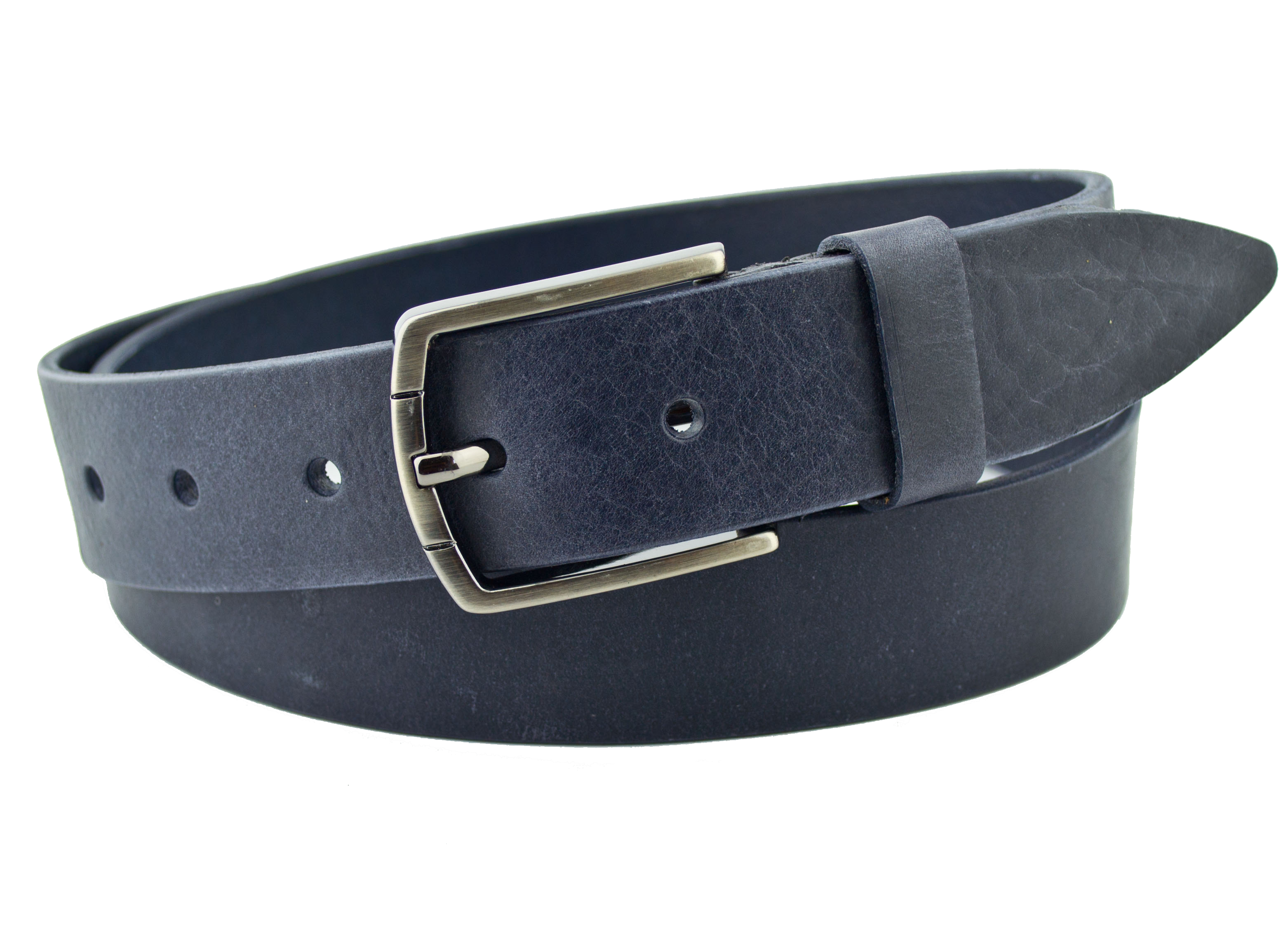 

Мужской кожаный ремень Real Leather 4 см для джинсов темно синий 110 см-135 см