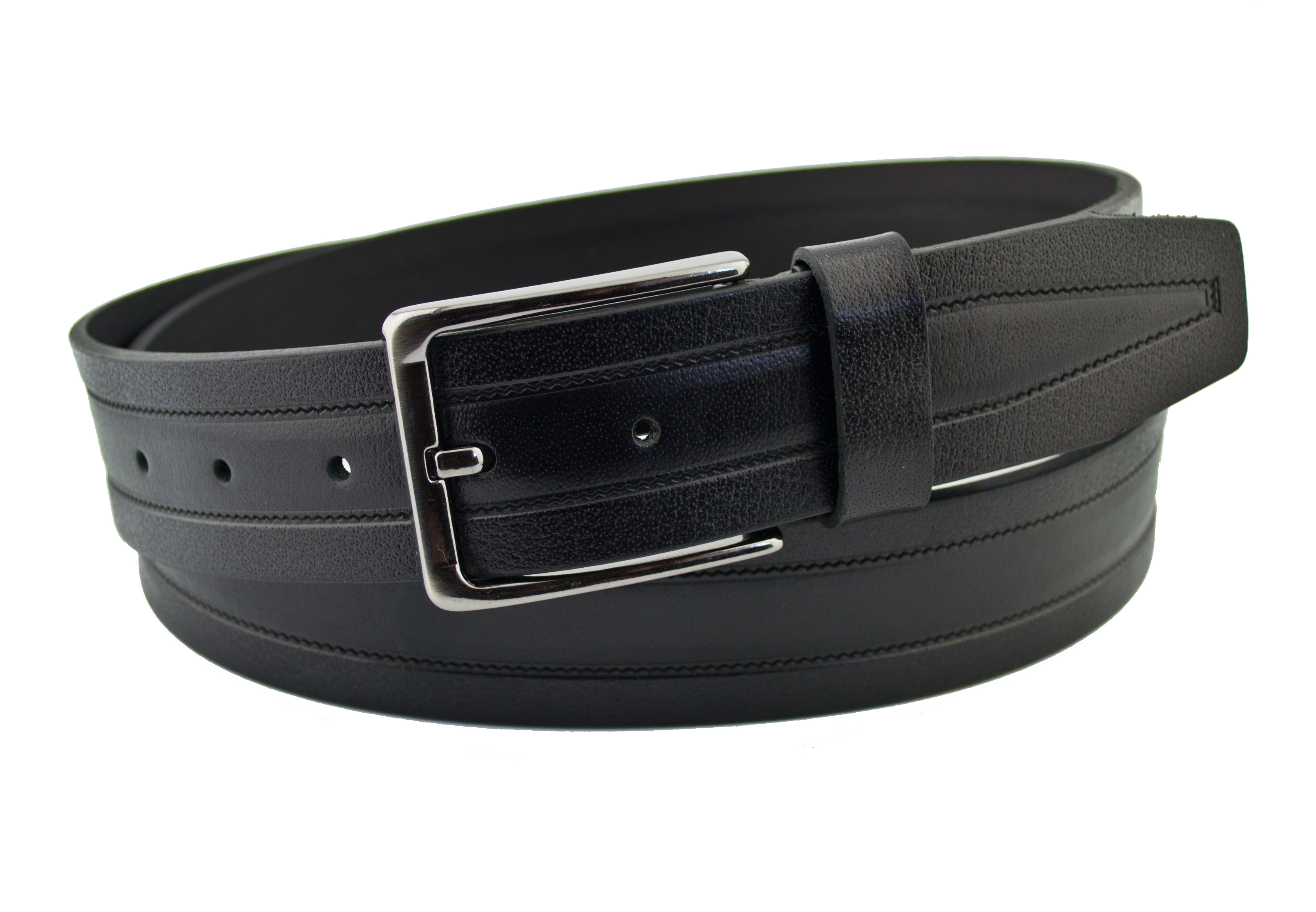 

Мужской кожаный ремень Real Leather 4 см для джинсов черный 110 см-135 см