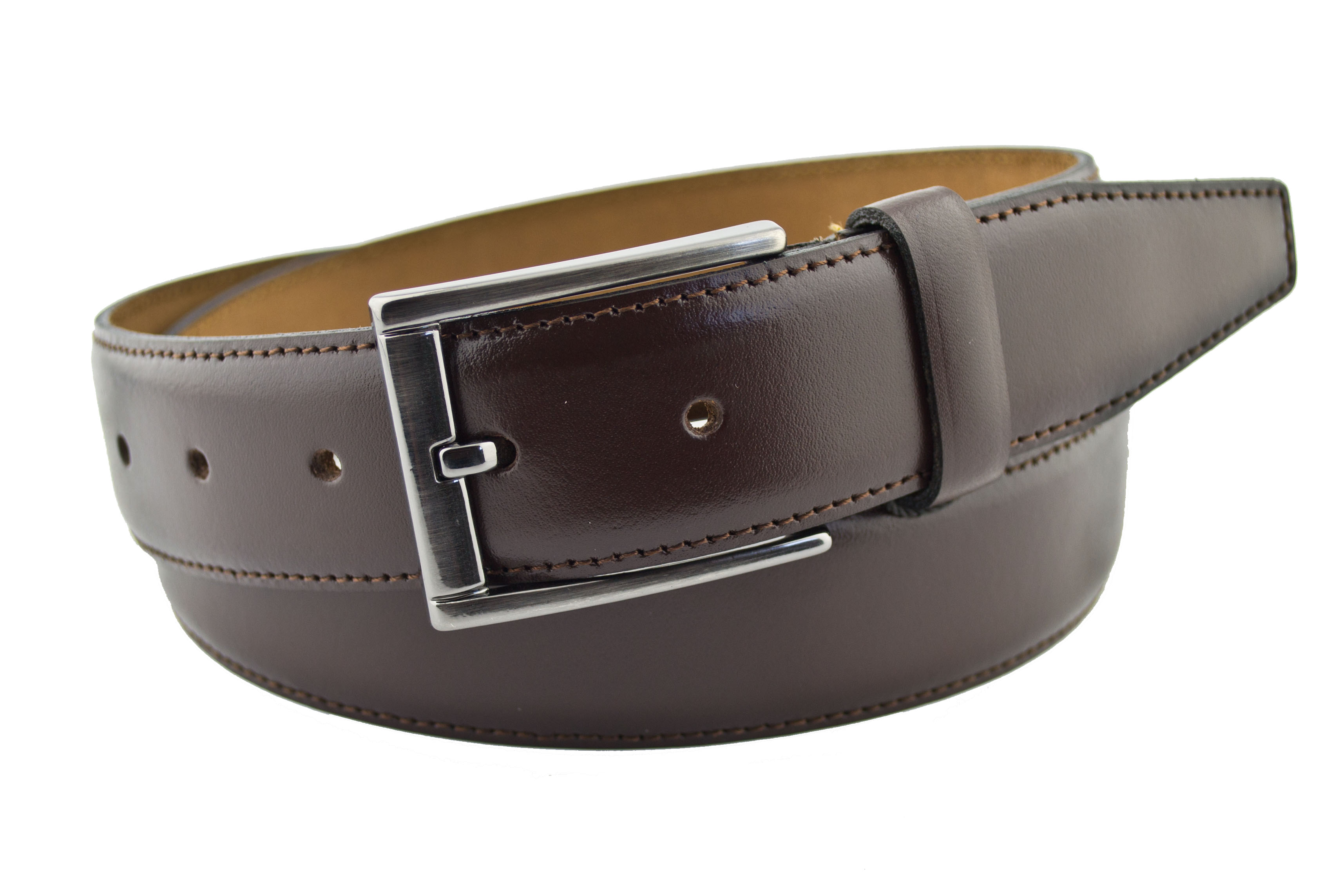 

Мужской кожаный ремень Real Leather 3,5 см для брюк коричневый 110 см-135 см
