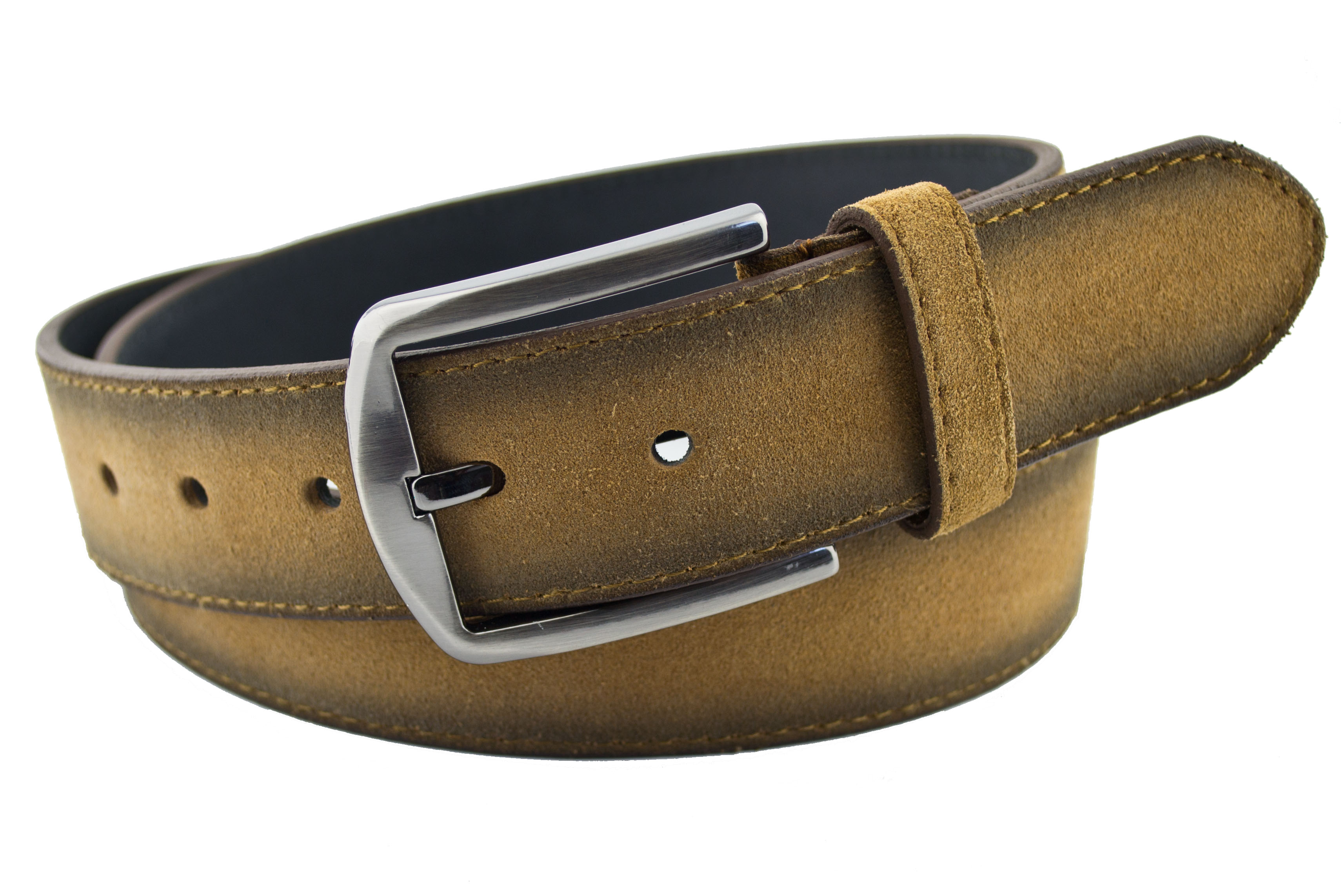

Мужской замшевый ремень Real Leather 4 см для джинсов светло коричневый 110 см-135 см