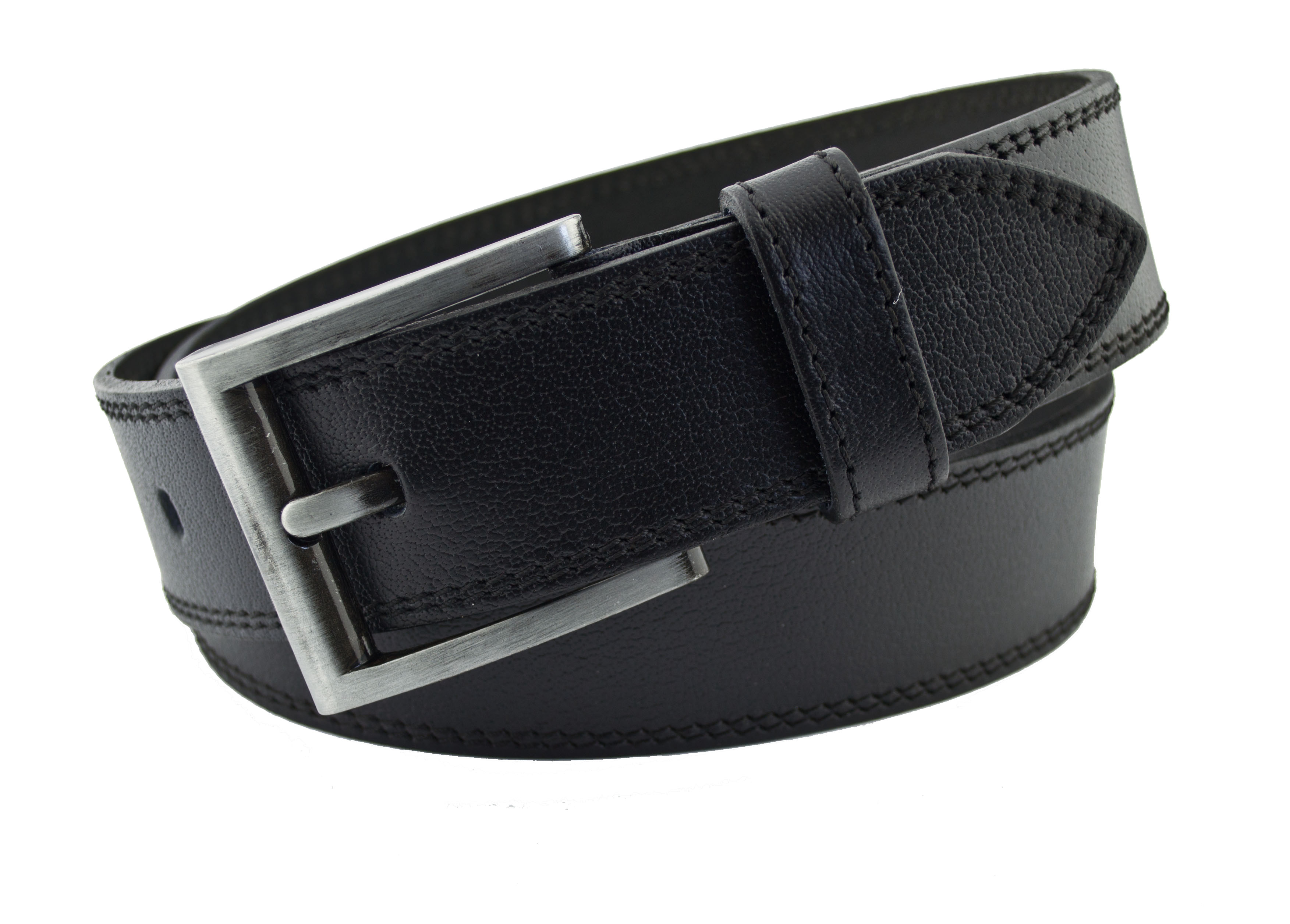 

Мужской кожаный ремень Real Leather 4,5 см для джинсов черный 110 см-135 см