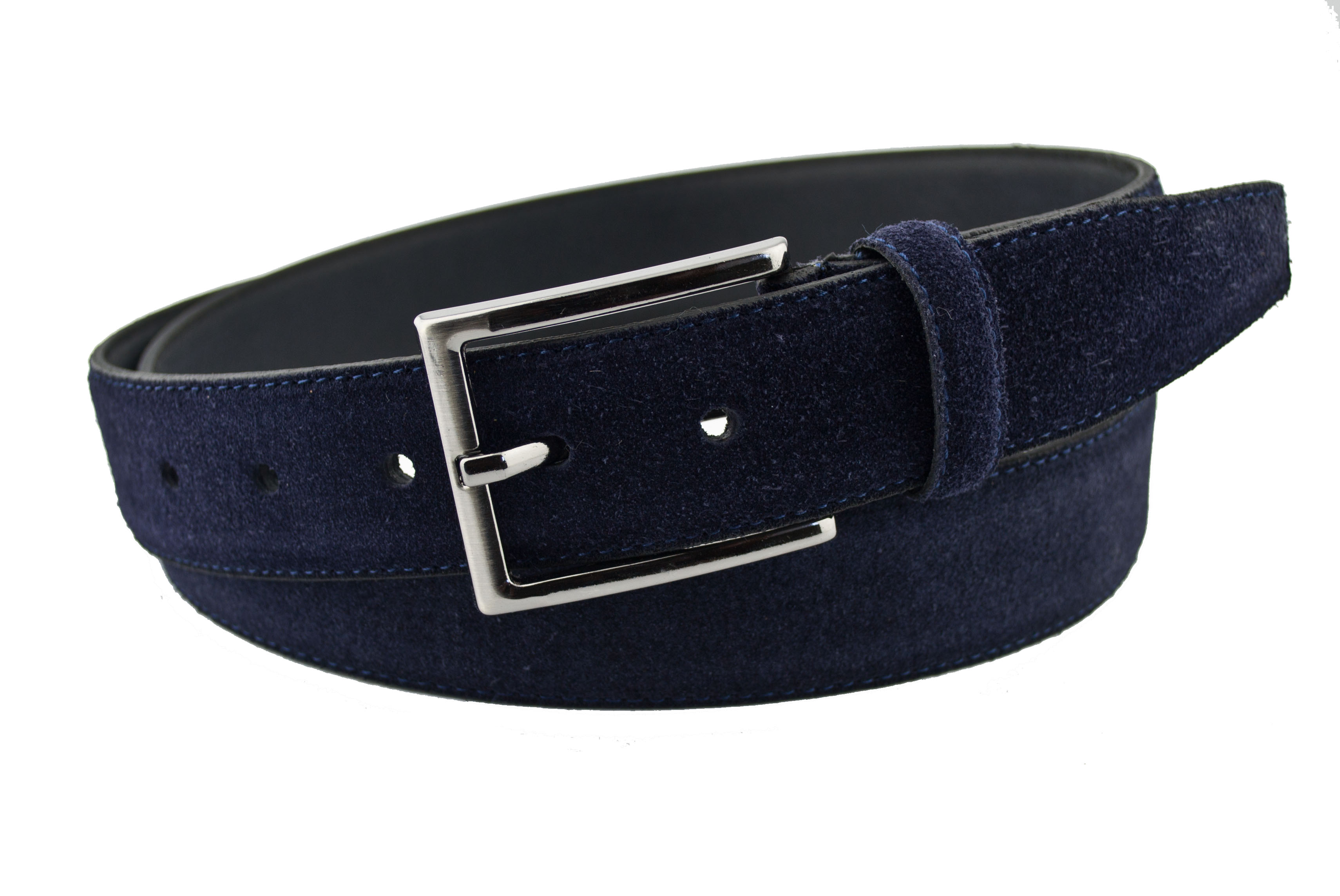 

Мужской замшевый ремень Real Leather 3,5 см для брюк темно синий 110 см-135 см