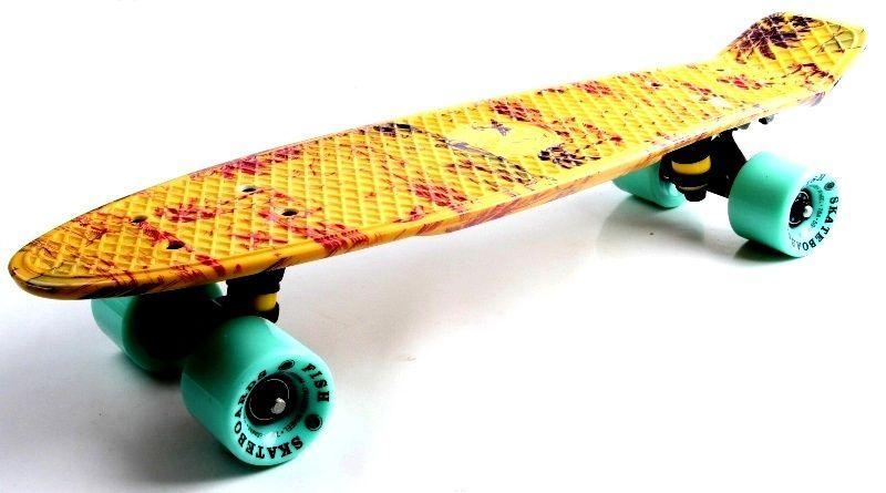 

Скейтборд "Penny Board Fish Palm 2", усиленный пластик, матовые колеса