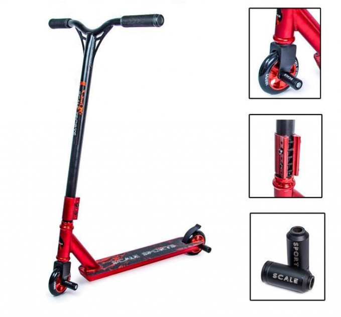 

Трюковый самокат Scale Sports Storm Красный, алюминиевый сплав, 4х болтовый зажим