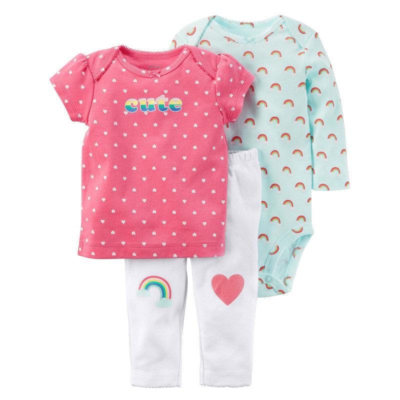 

Комплект 3 в 1 Carters Детский Трикотажный 83-86 см Розовый-Голубой 126H215