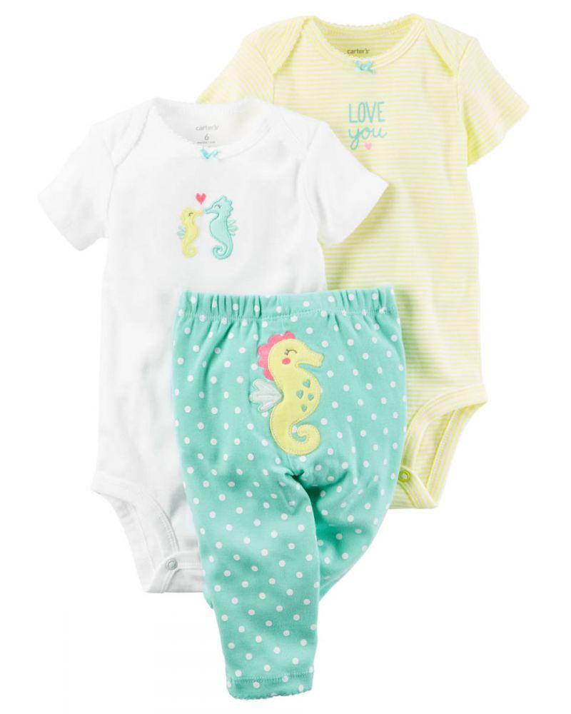 

Комплект 3 в 1 Carters Детский Трикотажный 55-61 см Белый-Желтый 126G808