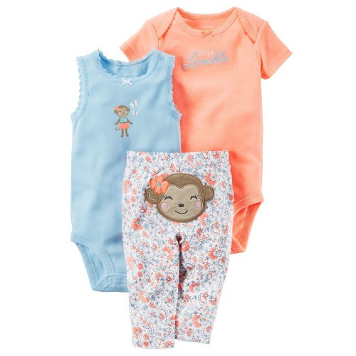 

Комплект 3 в 1 Carters Детский Трикотажный 72-78 см Оранжевый-Голубой 126G591