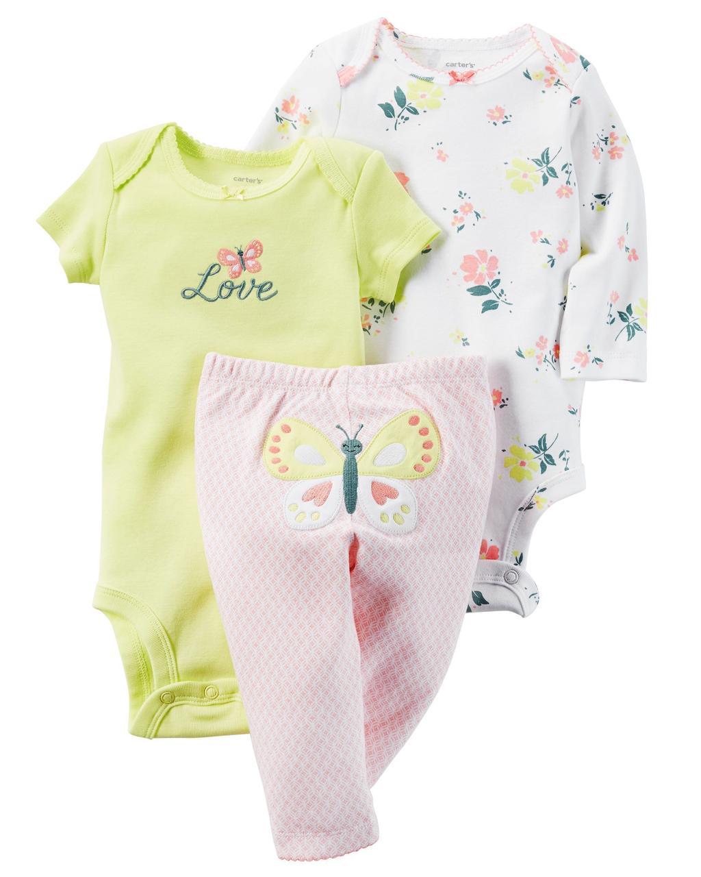 

Комплект 3 в 1 Carters Детский Трикотажный 83-86 см Розовый-Желтый 126G363