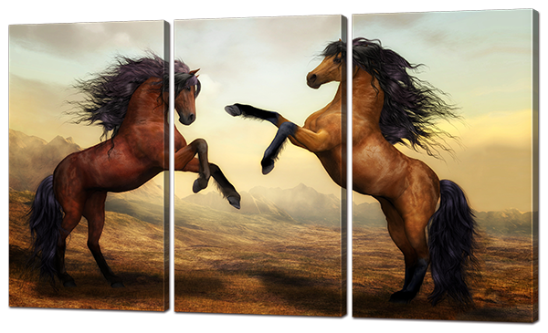 

Модульная картина Interno Эко кожа Битва Коней 104х58см (А905M)