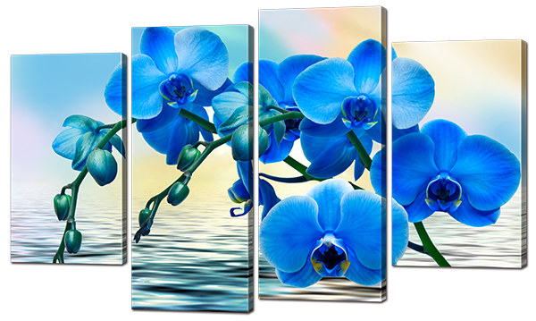

Модульная картина Interno Искусственный холст Орхидеи синие 140x89см