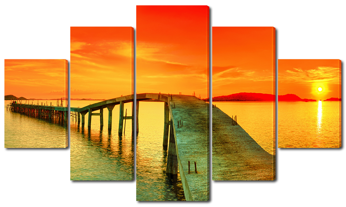 

Модульная картина Interno Эко кожа Мост и закат 185x106см