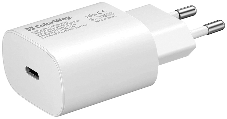 

Сетевое зарядное устройство ColorWay Power Delivery Port PPS USB Type-C (25W) White (CW-CHS033PD-WT)