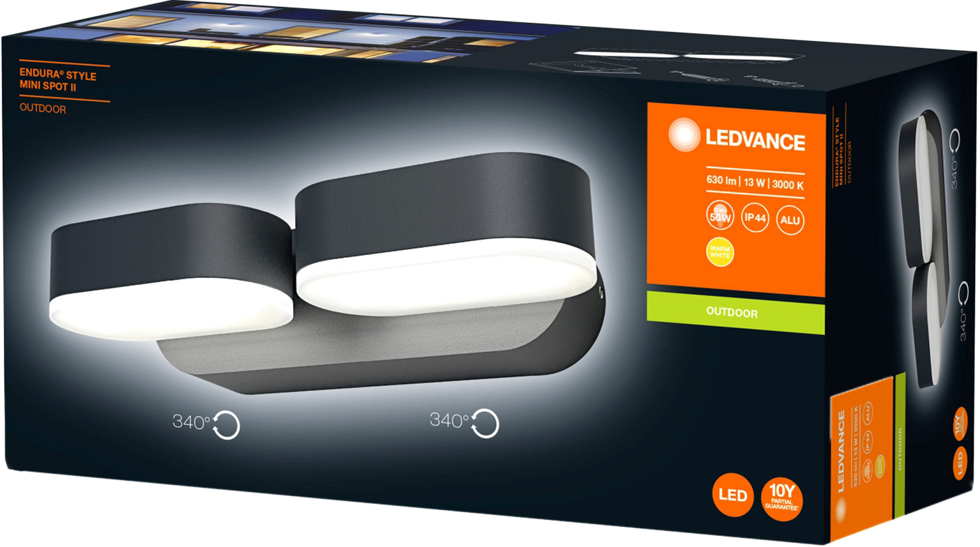 

Фасадный светильник LEDVANCE ENDURA STYLE Mini Spot II 13W 3000К IP44 (4058075205178)
