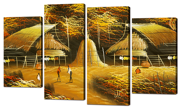 

Модульная картина Interno Эко кожа Деревня 166x120см