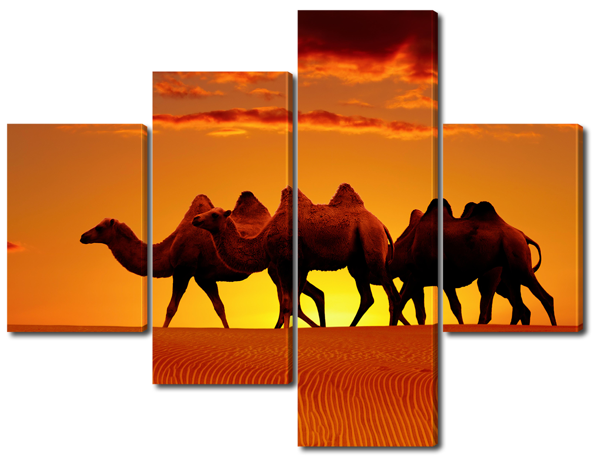 

Модульная картина Interno Эко кожа Верблюды на закате 126x94см