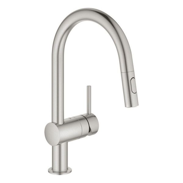 

Cмеситель для кухни с выдвижным душем GROHE сатин MINTA латунь 32321DC2