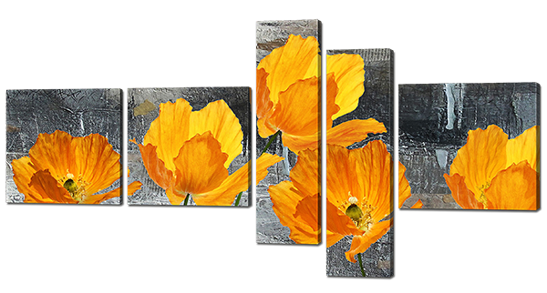 

Модульная картина Interno Искусственный холст Желтые маки 188х95см