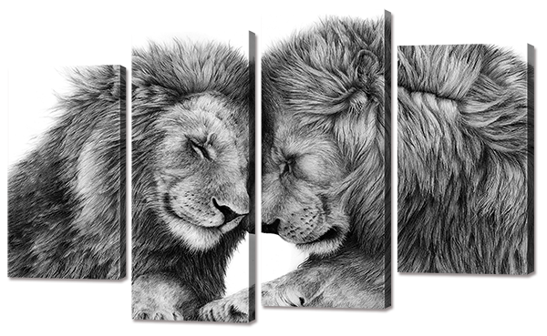 

Модульная картина Interno Холст Два льва 140x89см