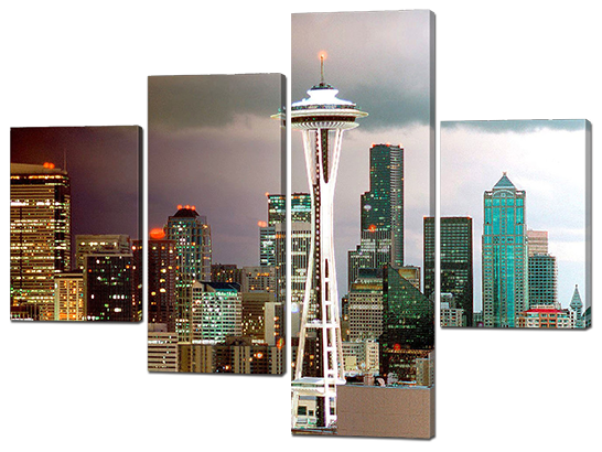 

Модульная картина Interno Искусственный холст Небоскребы города 166x125см