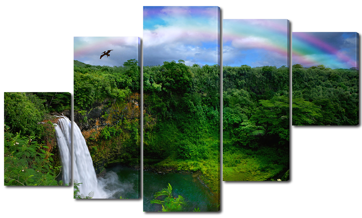 

Модульная картина Interno Холст Водопад в джунглях 142х80см
