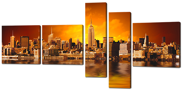 

Модульная картина Interno Искусственный холст New-York 168х84см