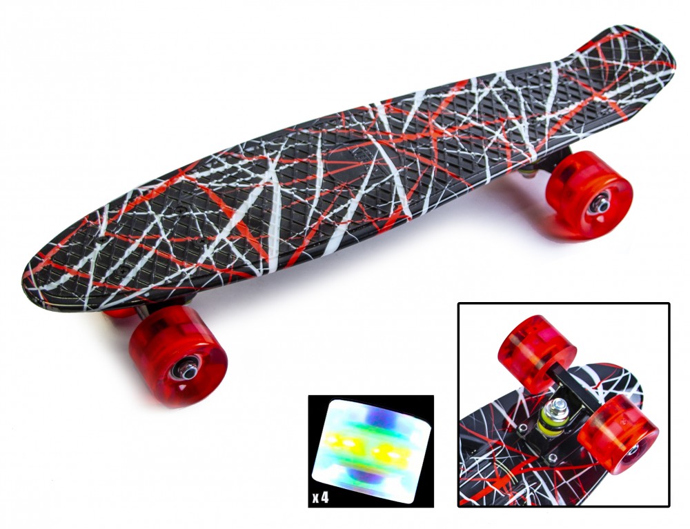 

Скейт Penny Board "Red design" Светящиеся колеса!
